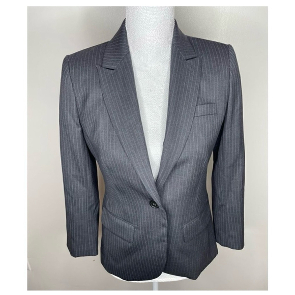 J. Crew Jackets & Blazers - J.Crew Wool Sidney In Pinstripes Super 120’s Charcoal Blazer, Size 2